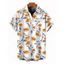 Men's Vacation Shirt Hawaiian Leaf Botanical Print Button Up Shirt - Blanc 5XL