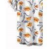 Men's Vacation Shirt Hawaiian Leaf Botanical Print Button Up Shirt - Blanc 5XL