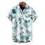Men's Vacation Shirt Tie-Dye Tropical Leaf Silhouette Print Button Up Shirt - Turquoise M