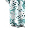 Men's Vacation Shirt Tie-Dye Tropical Leaf Silhouette Print Button Up Shirt - Turquoise M