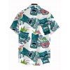 Men's Vacation Shirt Tiki Totem Hawaiian Pattern Button Up Shirt - Blanc M