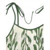 Hawaiian Dress for Vacation Tropical Pinnate Leaf Leaf Print Pocket Tied Shoulder Dress - Vert XL | US 12