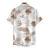 Men's Vacation Shirt Tropical Botanical Leaf Print Button Up Shirt - café lumière M