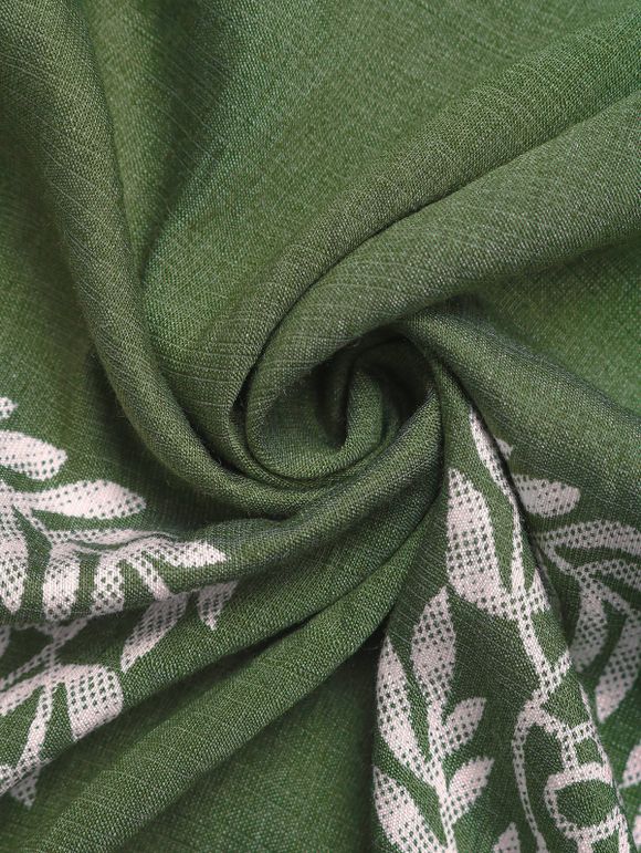 Vacation Dress Ethnic Floral Print Tied Plunge Neck Maxi Dress - PLANT GREEN XL | US 10