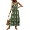 Vacation Dress Ethnic Floral Print Tied Plunge Neck Maxi Dress - PLANT GREEN L | US 8