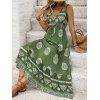 Vacation Dress Ethnic Floral Print Tied Plunge Neck Maxi Dress - PLANT GREEN L | US 8