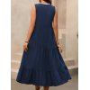 Vacation Dress Colorblock Lace Trim V Neck Sleeveless Dress - Bleu de Minuit S | US 4