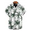 Vacation Couple Outfit Colorblock Coconut Tree Print Flounce Smocked Slit Dress and Shirt Set - Vert Armée S | US 4