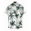 Vacation Couple Outfit Colorblock Coconut Tree Print Flounce Smocked Slit Dress and Shirt Set - Vert Armée S | US 4