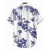 Men's Vacation Shirt Hibiscus Floral Print Button Up Shirt - Bleu 5XL