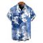 Men's Vacation Shirt Watercolor Ink Wash Floral Print Button Up Shirt - Bleu Ciel 5XL