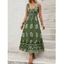 Vacation Dress Ethnic Floral Print Tied Plunge Neck Maxi Dress - PLANT GREEN XL | US 10