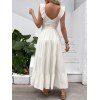 Vacation Dress Solid Color Minimalist Style Empire Waist Maxi Beach Dress - Blanc XL | US 10