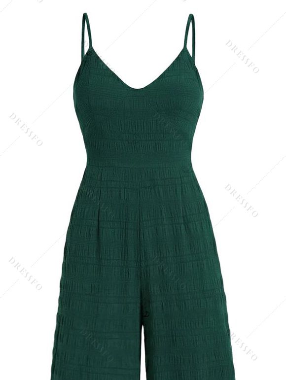 Casual Jumpsuit Solid Color Spaghetti Strap Wide Leg Jumpsuit - Vert profond XL | US 12