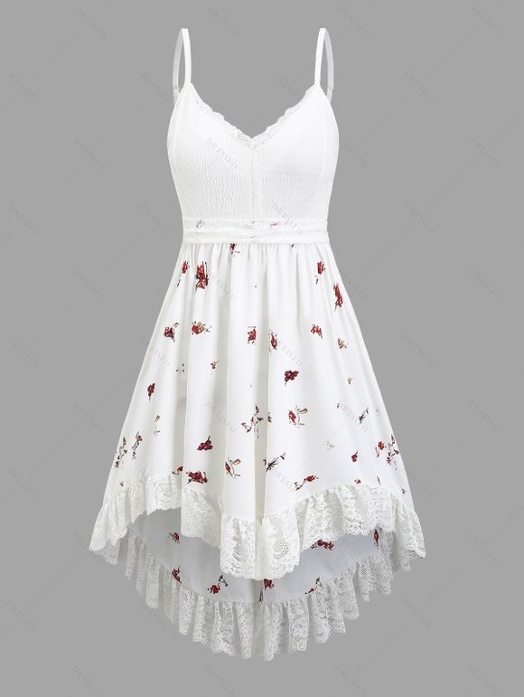 Vacation Couple Outfit Ditsy Floral Print Irregular Hem Dress and Shirt Set - Blanc S | US 4