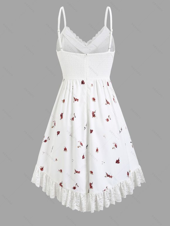 Vacation Couple Outfit Ditsy Floral Print Irregular Hem Dress and Shirt Set - Blanc S | US 4