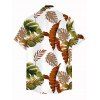 Vacation Couple Outfit for Beach Tropical Leaf Print Tied V Neck Dress and Shirt Set - Blanc S | US 4