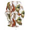 Vacation Couple Outfit for Beach Tropical Leaf Print Tied V Neck Dress and Shirt Set - Blanc S | US 4