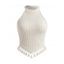 Vacation Tank Top Solid Color Tassel Slim Fit Textured Tank Top - Blanc S | US 4