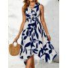 Vacation Couple Outfit Twisted V Neck Irregular Dress and Shirt Set - Bleu S | US 4