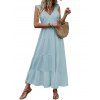 Vacation Dress Solid Color Minimalist Style Empire Waist Maxi Beach Dress - Bleu clair XL | US 10