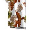 Men's Vacation Shirt for Beach Tropical Botanical Leaf Print Button Up Shirt - Blanc 5XL