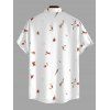 Men's Vacation Shirt Ditsy Floral Bird Print Button Up Shirt - Blanc 5XL