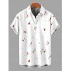 Men's Vacation Shirt Ditsy Floral Bird Print Button Up Shirt - Blanc 5XL