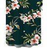 Men's Vacation Shirt Retro Tropical Hibiscus Floral Print Button Up Shirt - Vert profond 5XL