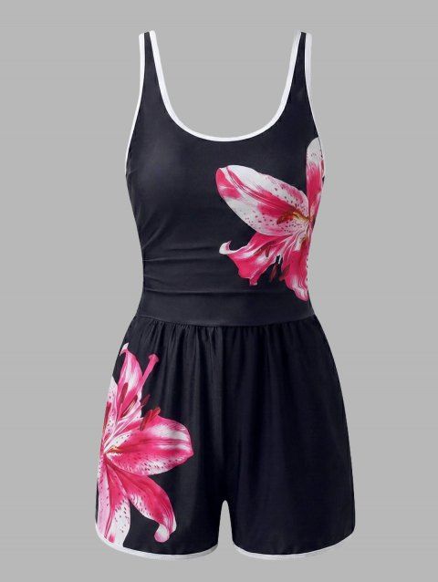 Maillot de bain de plage gainant à imprimé floral, shorty rembourré