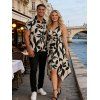 Vacation Couple Outfit Twisted V Neck Irregular Dress and Shirt Set - Noir S | US 4