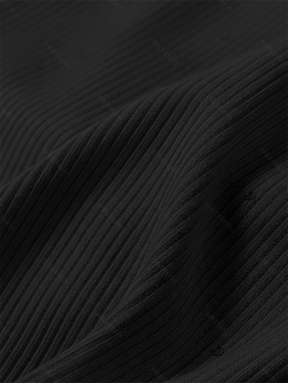 Vacation Outfit Textured Cropped Tank Top and Leaf Silhouette Print Belt Wide Leg Pants Set - Noir S | US 4