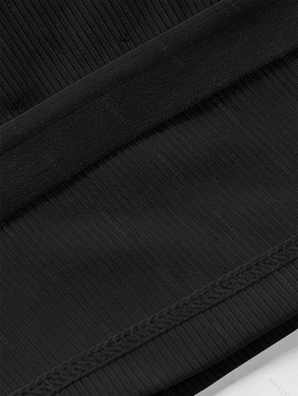 Textured Solid Color Tank Top Padded Sleeveless Cropped Top - Noir XL | US 12