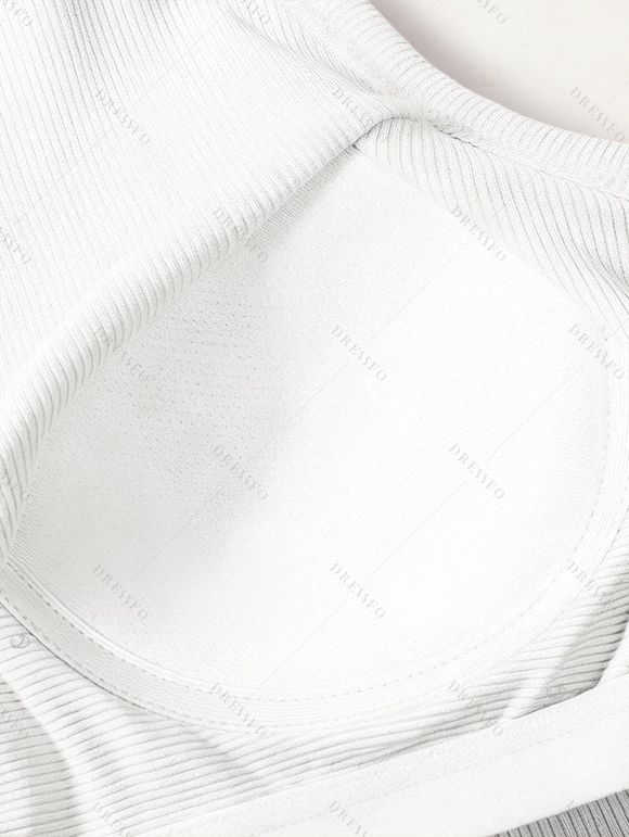 Textured Solid Color Tank Top Padded Sleeveless Cropped Top - Blanc S | US 4