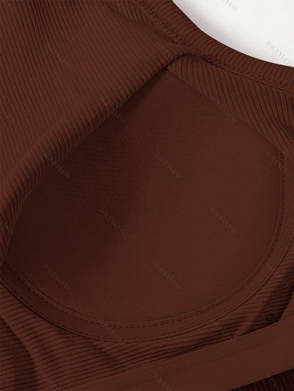 Textured Solid Color Tank Top Padded Sleeveless Cropped Top - PALE GOOSE YELLOW M | US 6