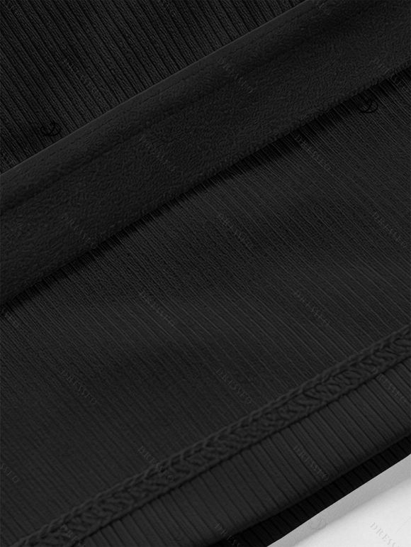 Vacation Couple Outfit Textured Cropped Top Leaf Silhouette Print Belt Pants and Shirt Shorts Set - Noir S | US 4