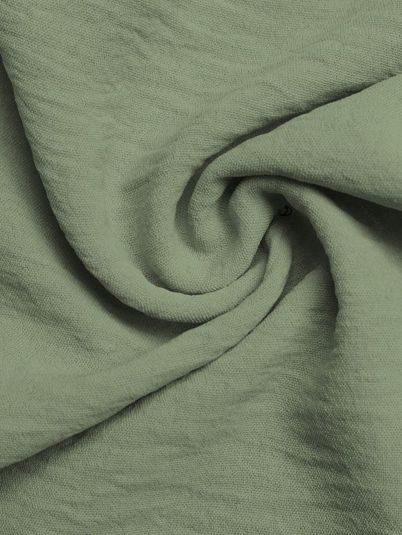 Casual Couple Outfit Solid Color Ruffle Off the Shoulder Wide Leg Jumpsuit and Leaf Print Shirt Set - Vert clair S | US 4