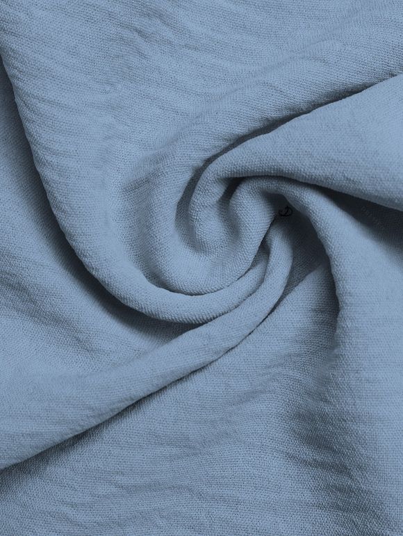 Casual Couple Outfit Solid Color Ruffle Off the Shoulder Wide Leg Jumpsuit and Leaf Print Shirt Set - Bleu gris S | US 4