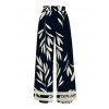 Vacation Outfit Textured Cropped Tank Top and Leaf Silhouette Print Belt Wide Leg Pants Set - Noir S | US 4