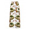 Vacation Pants Tropical Monstera Leaf Print Belt Wide Leg Pants - PLANT GREEN XXXL | US 16