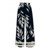 Vacation Couple Outfit Textured Cropped Top Leaf Silhouette Print Belt Pants and Shirt Shorts Set - Noir S | US 4