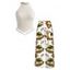Vacation Outfit Tassel Slim Fit Textured Tank Top and Monstera Leaf Print Belt Wide Leg Pants Set - Blanc S | US 4