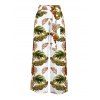 Vacation Outfit Tassel Slim Fit Textured Tank Top and Monstera Leaf Print Belt Wide Leg Pants Set - Blanc S | US 4