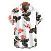 Men's Vacation Shirt Coral Floral Striped Leaf Print Button Up Shirt - Vert Armée 5XL