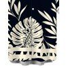 Men's Vacation Shirt Tropical Leaf Silhouette Print Button Up Shirt - Noir 5XL