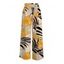 Vacation Wide Leg Pants Striped Bicolor Leaf Print Belt Pants - FLAXSEED YELLOW XXXXXL | US 20