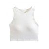 Textured Solid Color Tank Top Padded Sleeveless Cropped Top - Blanc S | US 4