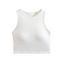 Textured Solid Color Tank Top Padded Sleeveless Cropped Top - Blanc S | US 4