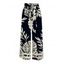 Vacation Wide Leg Pants Tropical Leaf Silhouette Print Belt Pants - Noir XXXXXL | US 20