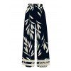 Vacation Wide Leg Pants Tropical Leaf Silhouette Print Belt Pants - Noir XXXXXL | US 20